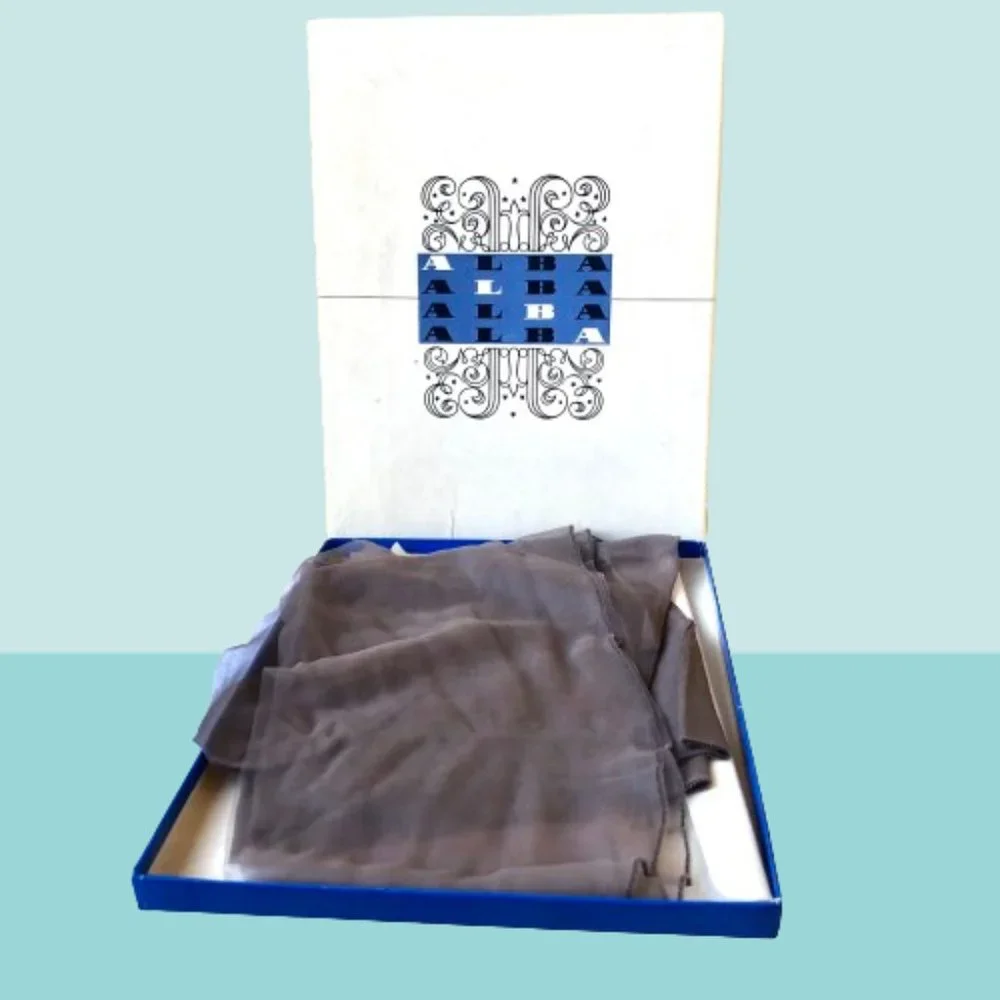 Alba Nylon Stockings Dark SEAM Sheer Leg Garter Hosiery New in Open Box 9 1/2/32